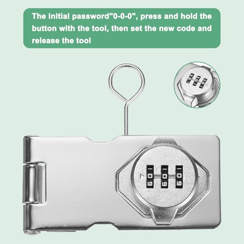 Image of M METERXITY 2-Pack Keyless Combination Lock, 3.5 inch Zinc Alloy Mechanical Password Twist Knob Hasp Locks Latch, 90 Degree Barn Door Lock for Cabinet /Closet /Garage /Drawers /Garden [Silver]