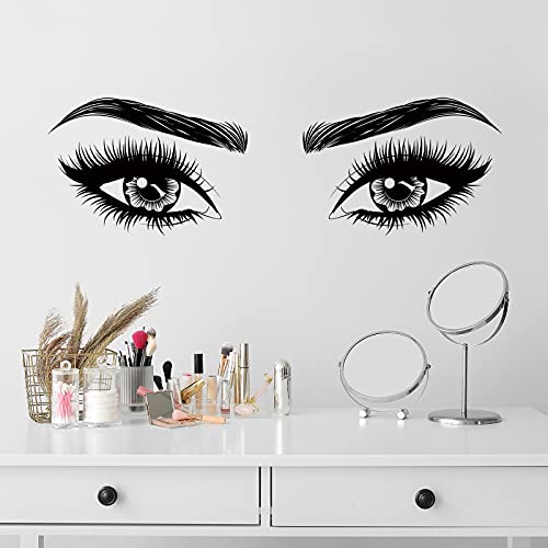 2 Pieces Eyes Wall Decal Big Eyes Wall Stickers Fashion Eyelash Wall Sticker Women Beautiful Eyes Wall Decals Decor For Living Room Bedroom (Classic Styles) #TOP1