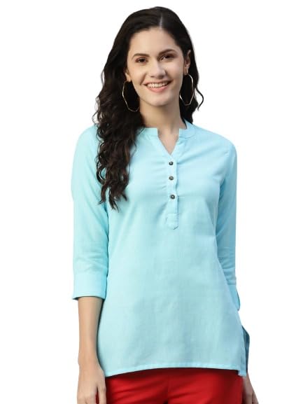 Stylish Plain Short Kurti with 3/4th Sleeves for Women-picture-11