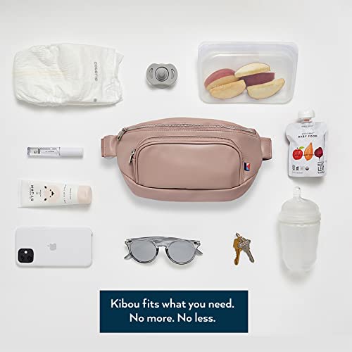 Kibou Vegan Premium Leather Fanny Pack Diaper Bag: With Detachable Compact Changing Pad & Baby Wipes Storage - Small Yet Fits All Parenting Essentials Around The Waist Or Crossbody (Blush) #TOP6