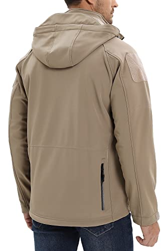 Tacvasen Men's Waterprooft Ski Snow Jacket Hiking Military Hunting Outdoor Jacket Khaki, L #TOP5