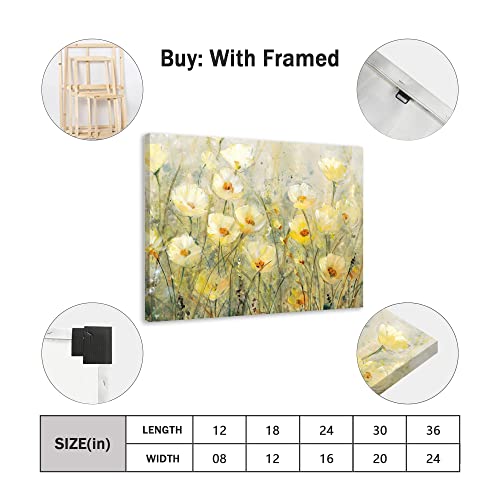 Canvas Wall Art Yellow Flower In Bloom Framed Prints Painting Modern Abstract Canvas Oil Painting Wall Art For Home Living Room Bedroom Decor Watercolor By Floral Print Ready To Hang 24X36Inch #TOP1
