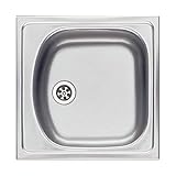 Evier à encastrer-2 orientations-Non percé pour robinetterie-Livré avec joint mousse et pattes de fixation montés d'usine-Construction selon la norme EN 695 / Marquage CE EN 13310-Epaisseur de l'inox : 0,6mm-Une plaque d'insonorisation sous la cuveDimensions: 455 x 435 mm ou 435 x 455 mmBassin : 360 x 355 x 145 mmCaisson: 450 mm