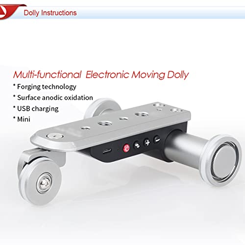 Slider video auto dolly motorisé argent à 5 vitesses pour caméras et smartphones