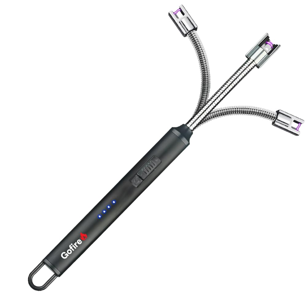 GoFire Rechargeable Electric Lighter - Windproof Flameless Arc Flexible Neck USB Safety Switch