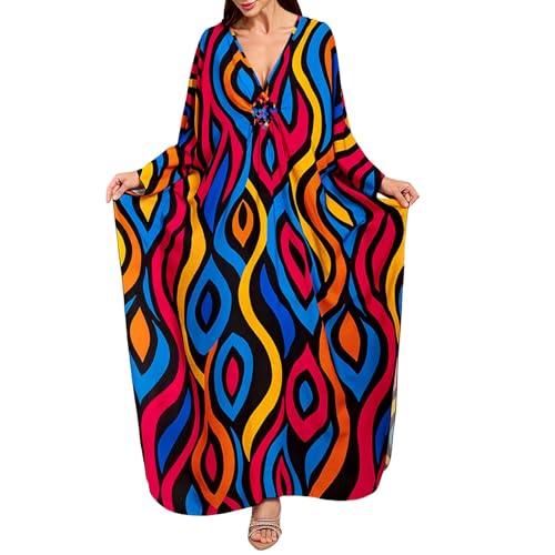 Robe caftan grande taille pour femme robe de plage d'été florale col