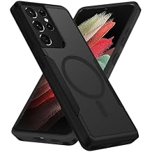 for Samsung Galaxy S21 Ultra Case,[Compatible with Magsafe] [Military Grade Drop Tested] Shockproof Magnetic Tough Rugged Protective Phone Case -6.8 inch Black