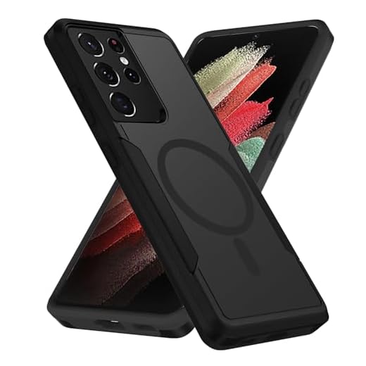 Teayoha for Samsung Galaxy S21 Ultra Case,[Compatible with Magsafe] [Military Grade Drop Tested] Shockproof Magnetic Tough Rugged Protective Phone Case -6.8 inch (Black)