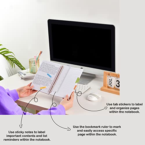 Nelovi Cute Mini Spiral Notebook College Ruled, 8.25" X 6.25" With Durable Hardcover, 160 College Lined Pages, 100 Gsm Thick Paper, Inner Pockets, Tab Stickers, Sticky Notes, And Removable Ruler (Pink Marble Notebook) #TOP3