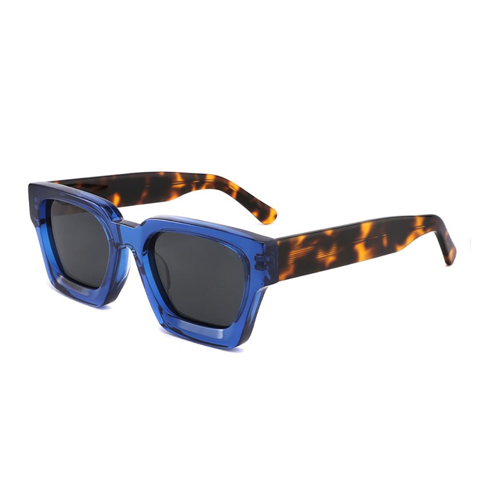 Lunettes de soleil ultra légères grand cadre carré bleu C5 protection UV