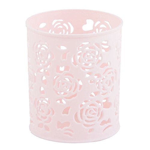 Ruilogod Caja de almacenamiento de plástico con diseño de flores, color rosa
