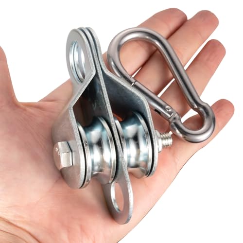 KCNOFNC Doppelte Umlenkrolle mit 2 Kugellager, Flaschenzug mit 10m (6mm) Nylonseil, Tragfähigkeit 70 kg