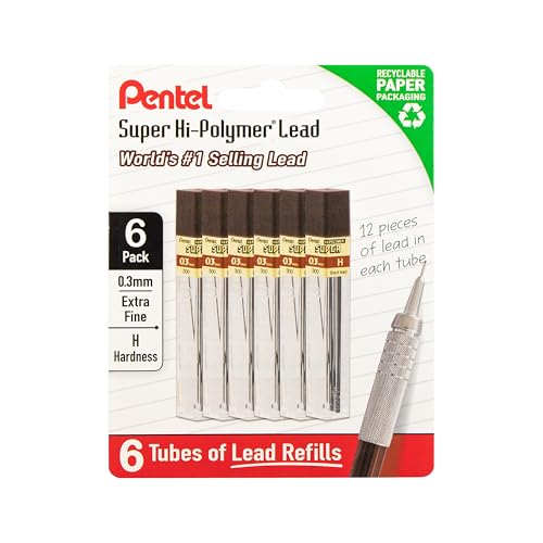 Mines 0.3mm H Pentel Super Hi-Polymer anti-casse pour porte-mine de précision