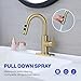 Kablle Bathroom Sink Faucet with Pull Down Sprayer, Brushed Gold Single Handle Pull Out Faucet with Pop-Up Drain, 1 or 3 Hole Laundry Bar Basin Faucet with Deck Plate, KBL-7002BG-CL