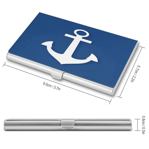 Slim Business Card Holder Case Nautical White Anchor Pattern Print Business Card Holders Pocket Purse Metal ID Cases for Men Women2
