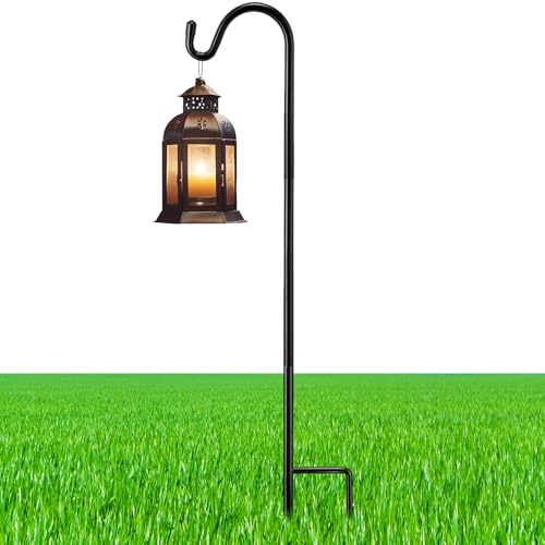 Image of 1 Pcs Shepherds Hook for Outdoor Adjustable Bird Feeder Pole Metal Steel Shepherd Hooks for Hummingbird Stand Feeder Pole for Garden Plant, Lantern, Hanging Wedding Decor (24 Inch)