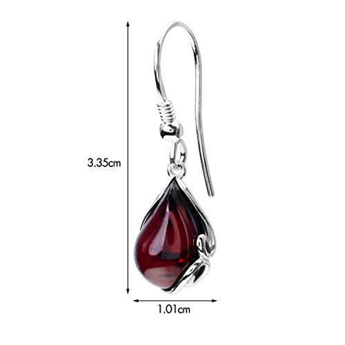 Ian And Valeri Co. Cherry Amber Sterling Silver Earrings Pendant Necklace Set Chain 18 Inches #TOP4