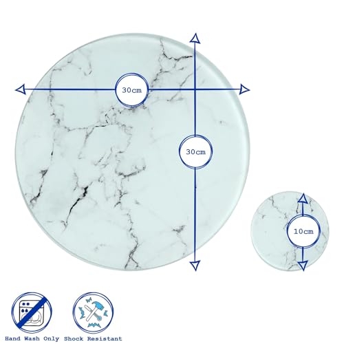 Harbour Housewares Round Glass Placemats & Round Coasters Set - 30cm - Marble - 12pc Tempered Heat-Resistant Non-Slip Home Kitchen Dining Table Dinner Plate Place Mat Mats Set - Cosy Home Interiors Harbour Housewares Round Glass Placemats & Round Coasters Set - 30cm - Marble - 12pc Tempered Heat-Resistant Non-Slip Home Kitchen Dining Table Dinner Plate Place Mat Mats Set - Image 6