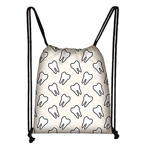 Mochila Con Cordón - Dibujos Animados Impresión De Dientes Bolsa Con Cordón Mochila Bolsas De Compras Para Zapatos Gimnasio Viaje Softback Bolsa De Almacenamiento Bolso Estudiante Mochila Regal Cover