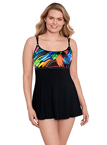 Long Torso Empire Princess Seam Swim Dress with Hardware by Longitude