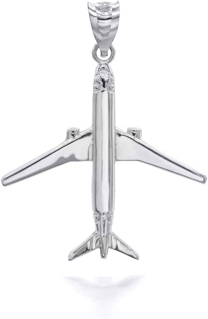 Claddagh Gold Aircraft Jewelry .925 Sterling Silver Airplane Aircraft Aviation Traveler Charm Pendant Necklace - Choose Pendant Only or Necklace w/ 16”-22” Chain