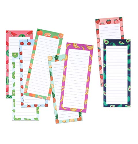 8 Large Magnetic Notepads – Notepads For Grocery List, Shopping List, To-Do List, Reminders -Strong Magnetic Back- Memo Notepad With Realistic Fruit Designs | 60 Sheets Per Pad 9 X 3.5 Inch (8 Pack) #TOP4