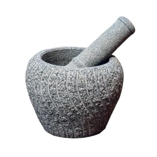 QUQUQ Mortar and Pestle Set Retro Stone Mortar Garlic Pounder Household Old Fashioned Grinder Pestle Set Seasoning Spice Tools(12cm)