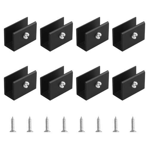 UFURMATE Pince à Verre, 8Pcs Supports Rectangulaires Réglables pour Étagère en Verre en Alliage d'Aluminium Pinces Clips de Fixation Murale pour Verre de...