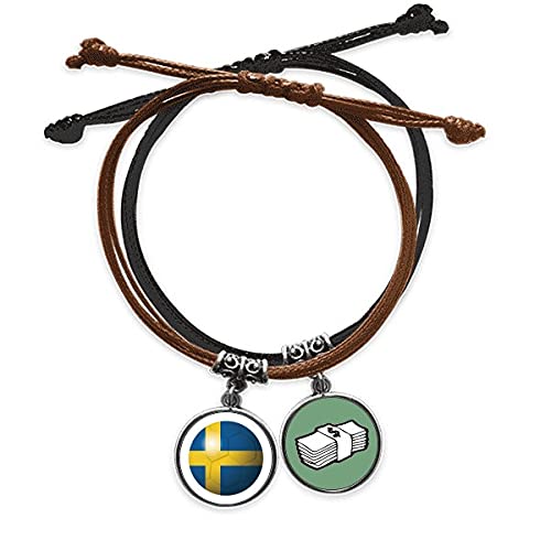 Pulsera de cuero de Suecia con cierre ajustable de cuerda para aficionados
