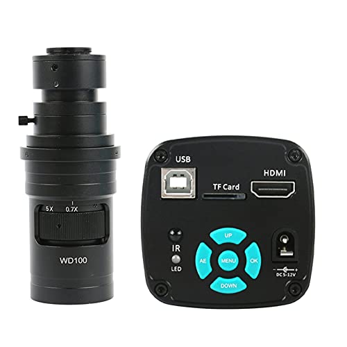 Microscope 4K 1080P 48MP Video Lab USB Microscope Camera C Mount LED Light for Phone Repair 100X 130X 180X 200X 300X 500X Zoom(with 200X Lens)