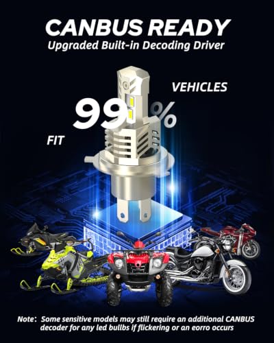 Image of AUTOONE 9003 /H4 /HB2 LED Bulb for Motorcycle ATV Cars Off Road, 900% Brighter Plug-n-Play, Fan-Cooled Long Lifespan