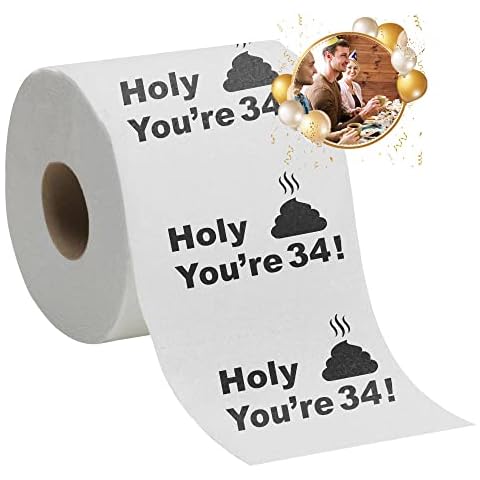 34th Birthday Decorations Toilet Paper for Men & Women - Funny Design Novelty Great Hilarious Gag Gift – Eco-Friendly, Ultra Soft & Comfortable – Perfect for Birthday Christmas & Party Supplies Cover