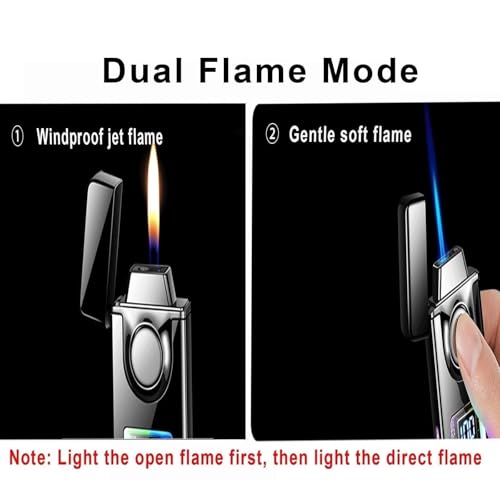 Encendedores de metal de doble llama y 5 modos con ventana de nivel visible 6