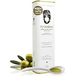 P.J. KABOS Fresh 2025/26 Harvest, High Phenolic (400+mg/kg), Natural Greek Extra Virgin Olive Oil, Kosher, Greece, Cold Extracted, 16.9 oz Tin, Koroneiki, 