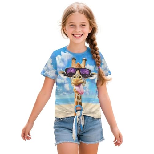 WELLFLYHOM Girls Summer Top 5-12 Crewneck Front Knot T Shirt Short Sleeve Tee Casual Soft Tunic Top