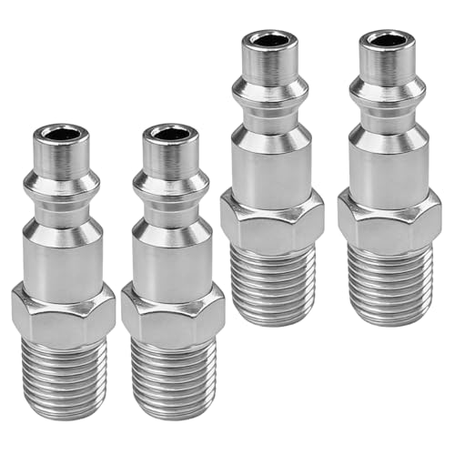 4 PCS Raccord Rapide Air Comprimé, Raccord Rapide 1/4 Mâle Américai, Américain Embout Compresseur Air pour Air Comprimé et Raccord de Tuyau Compresseur...