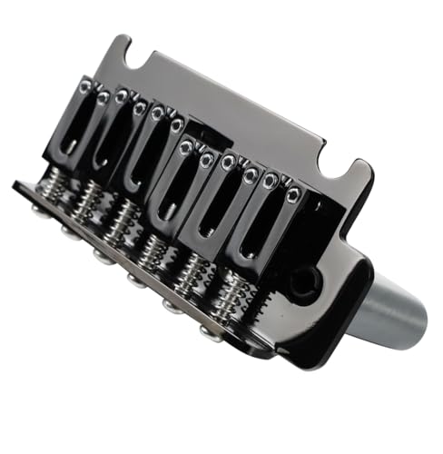 OVSAL 2-Point Electric Guitar Bridge Black 52.5mm Tremolo Bridge with Stainless Steel Plate and Zinc Alloy Saddles Electric Guitar Parts for 6 String Strat Stratocaster