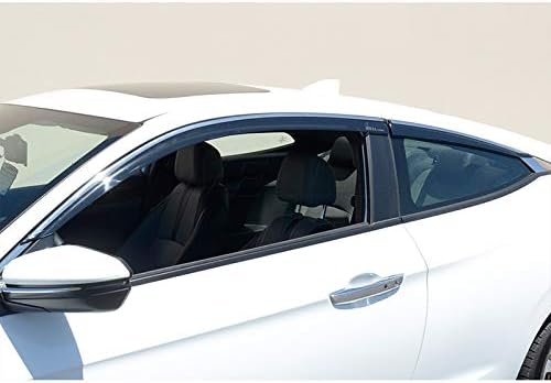 WellVisors Window Visors Wind Deflectors Compatible with Honda Civic Coupe 2016-2020 with Chrome Trim Rain Guards 3-847HD042