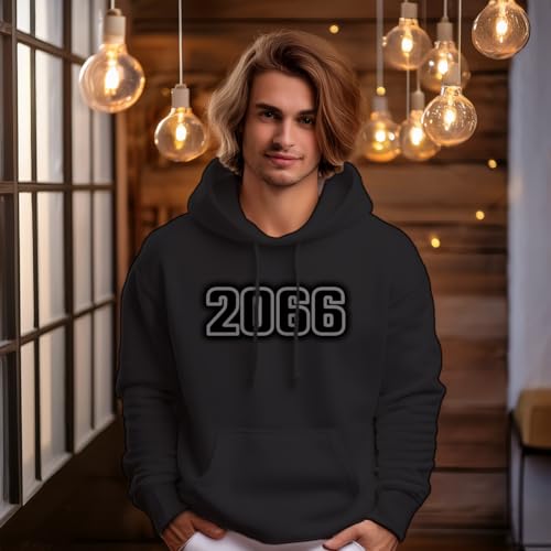 Sweat à capuche noir 2066 Year en coton premium durable - 2