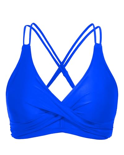 Image of Holipick Twist Front Bikini Tops for Women - Push Up Bathing Suit Top Padded Swimsuit Top
