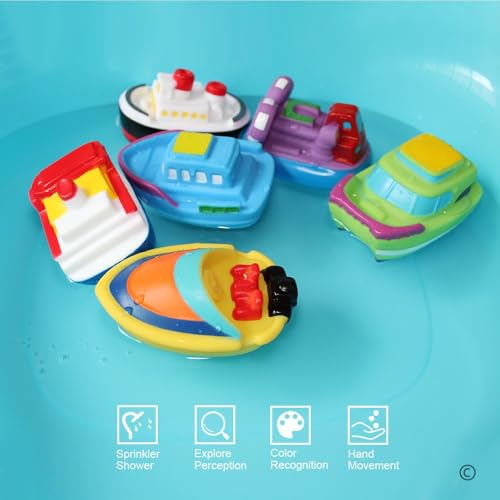 Bath Toys Floating Bath Boat Toys(6PCS),Baby Soft Rubber Bath Time Toys,Bathtub Learning Bathtub Toys and Soft Bath Toys for Toddlers - Image 5