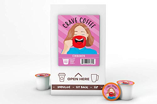 Image of Crave Beverages Flavored Coffee Pods Compatible with 2 K-Cup Brewers, Single Serve Cinnamon, 40 Count