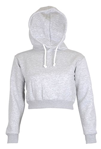 NOROZE Womens Plain Crop Top Hoodies (L/XL, Grey)
