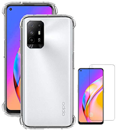 Image of Soft Flexible Silicone Back Cover Compatible with Oppo F19 Pro+ 5G, Transparent Case + Screen Guard
