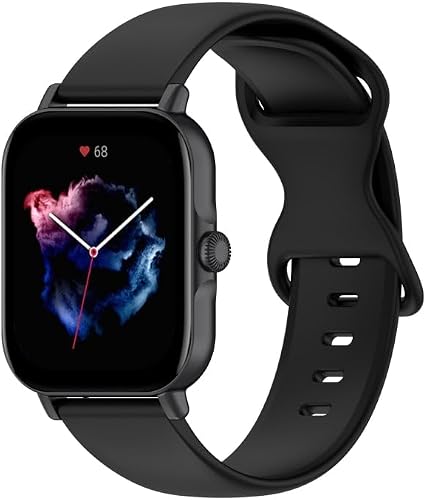 For Amazfit Active L Butterfly 8-shaped Buckle Silicone Watch Band(Black)