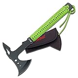 MTech USA MT-AXE8G Camping Axe, Black Stainless Steel, Green Cord Wrapped Handle, 15-Inch Overall