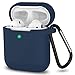 AirPods Case, Full Protective Silicone AirPods Accessories Cover Compatible with Apple AirPods 1&2 Wireless and Wired Charging Case(Front LED Visible),Dark Blue