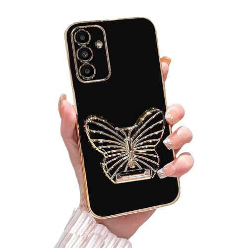 Rnrieyta - Miagon Stand Butterfly Case for Samsung Galaxy A04S,Electroplated Soft TPU Protective Slim Shockproof Cover with Cute Stand Holder Kickstand