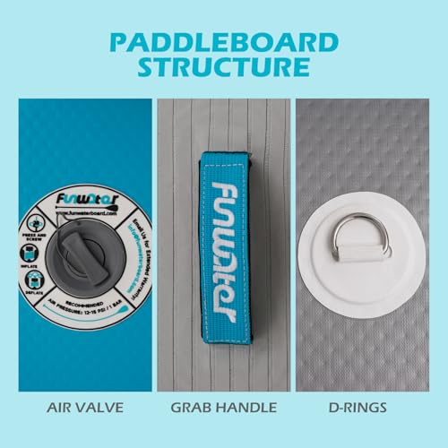 FunWater Inflatable 10'6×33"×6" Ultra-Light (17.6lbs) SUP for All Skill Levels Everything Included with Stand Up Paddle Board, Adj Floating Paddles, Pump, SUP Travel Backpack, Leash,Waterproof Bag
