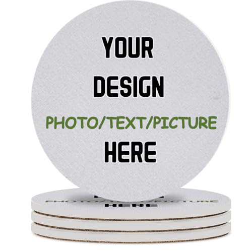 Sottobicchieri personalizzati per bevande, tazze da caffè, sottobicchieri personalizzati Aggiungi la tua foto, testo, logo, immagine, resistente al calore, antiscivolo, per auto, bar, casa e ufficio